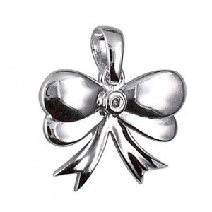 Pendant ‘Pretty Little Bow with Diamond’ sterling silver